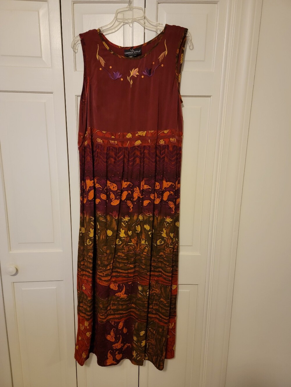 Carol Little Burgundy Floral & Paisley Maxi Dress Size 12 EUC